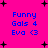 Bright pink background with black plus signs and blue text reading 'Funny Gals 4 Eva <3' in four identical sections.