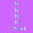 A static image with a purple background, cyan text reading 'hi' and 'i <3 eli', and green rectangular blocks in various positions.
