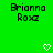 Green background with repeated 'Brianna Roxz' text and white heart symbols in a