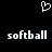 Pixelated white heart symbol above two instances of the word 'softball' on a black background.