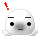 Two pixelated white cartoon heads with black eyes and eyebrows, one with a red exclamation mark above it, the other showing an angry expression.