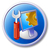 Circular blue icon with silver border containing red-handled wrench, white gear, and golden key on blue background