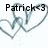 Pixelated icon with two overlapping heart outlines, text "Patrick<3" on left and "10-27-07" on right.