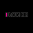 Animated sequence of 'I LOVE HIM' text with pixelated color shifts