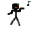 Pixelated black stick figure with orange mouth sings into microphone, musical notes float around in four sequential poses on white background.