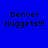 Four display 'Denver Nuggets!!!' text on blue, gray, yellow, and dark gray backgrounds with pixelated font