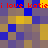 Pixelated of blue, yellow, and brown squares with red text reading "i love katiei" repeated across the top and bottom
