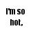 Black and white pixelated text split across two , left reads 'I'm so hot,' right reads 'even my icon is distracting.'