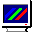 pixelated computer monitors with blue backgrounds, each displaying diagonal green and red lines that transition into yellow text reading "GifCities" and then spiral patterns