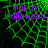 Green web pattern background with purple 'Happy Halloween' text, two show full web, one shows partial web on gray background