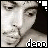 Black-and-white pixelated image of a person's face with text 'deon' at the bottom, displayed in four sections