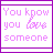 A 4-frame animated contact sheet with purple borders and white backgrounds displaying pixelated text about love and missing someone, arranged in a 2x2 grid.
