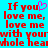 Red pixelated text on cyan background with a pink heart symbol replacing the 'o' in "you"; repeated phrase appears twice side-by-side.