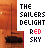 Pixelated icon with orange background showing sailboat silhouette, text "THE SAILERS DELIGHT" in black and "RED SKY" in red.