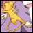 A 48x48 pixel buddy icon featuring a yellow winged creature with a long tail, positioned on a purple garment against a pink background, alongside text reading "Anime IM" and "COM" in white pixelated font on black.