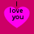 Four identical pink heart-shaped icons with black text "I love you" on a solid magenta background, arranged in a