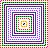 A static square icon composed of multiple nested borders in varying colors including green, purple, blue, pink, and brown with a central black-and-white pixelated pattern.