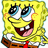 Pixelated yellow sponge character with large blue eyes, white teeth, and red tie, smiling broadly against a yellow background.