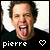 A 50x50 pixel animated contact sheet showing two side-by-side frames of a person with dark hair wearing a black shirt, mouth open wide in laughter with tongue extended, against a white background with