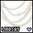Two side-by-side pixelated images of a white rope-like pattern with 'LINDSAY' text and heart symbols, one purple and one black.