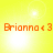 Yellow background with four identical orange text elements reading "Brianna <3" and bright white light effects in each quadrant.