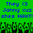 Green background with blue pixelated text reading "They <3 Jonny cuz shes HAWT!" repeated twice, below which are multiple green and black pixelated figures.