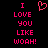 Black background with pink pixelated text reading "I LOVE YOU LIKE WOAH!" and a pixelated heart symbol above the text.