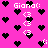 Pixelated pink background with scattered black hearts and repeated white text 'Giana:' and 'G3' in various positions.