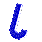 Six blue pixelated curved shapes on gray background, each with white outline and varying curvature across six positions.