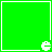 Four green square with white borders, each containing a white pixelated character at the bottom-right corner, showing sequential animation frames