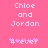 Pixelated text 'Chloe and Jordan' in white on pink background with floral symbols below, showing animation change between frames.