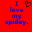 Red background with blue text reading "I love my spidey." and a black pixelated heart symbol above the word "love" in one view.