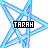 Pixelated star-shaped icon with overlapping lines in cyan and purple hues, featuring a black text box reading "TARAH" at center.