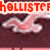 A pixelated image of a pink seagull with red 'HOLLISTER' text above it, transitioning to the same seagull with pink 'BABE' text and then blue '4 PVA!!' text below.