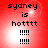 Red background with black text reading "sydney is hotttt !!!!! !!!!!" arranged in a of four identical , each showing the same static text layout