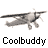 A 4x4 contact sheet of grayscale animated airplane frames with repeated "Coolbuddy" text below each frame, showing sequential motion across all 16 sampled frames.