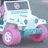 Pixelated image divided into four quadrants: top-left shows a white vehicle with pink wheels, top-right displays pink text on light blue background, bottom-left shows pink text on light blue background, bottom-right is solid gray.