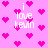 Pixelated pink background with scattered bright pink hearts and repeated white text 'i love kevin' in a retro digital style.