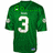 Green football jersey with white number 3, pixelated text above the number, and a small blue tag on the bottom left.
