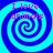 Four identical spiral patterns with pink text reading 'I love animals' on a blue and cyan background.