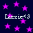 Dark blue background with scattered pink stars and repeated white text 'Lizzie<3' in pixelated font.