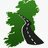 Green map of Ireland with a winding road, next to stacked text reading IRISH GETAWAYS .COM in black and white.