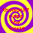 Four identical spiral-patterned icons with red text reading 'thomas87 rules the world' on a yellow and purple background.