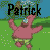 A 3x3 contact sheet of seven animated frames showing Patrick Star from Spongebob Squarepants in various poses on a grassy background with blue sky, each frame labeled "Patrick" at the top.