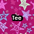 A static image with a pink star-patterned background featuring six black text boxes containing the words 'Tee', 'Aye', 'Why', 'EH', 'Ohh', and 'Are' in white lettering.