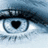six with a blue and black color scheme, featuring text fragments and an eye image