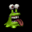 A pixelated green cartoon monster with large eyes and a tongue on the left, next to stylized text reading "Anime IM" above smaller text "COM" on a black background.