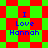 four identical pixelated displaying blue text "I Love Hannah" on a red and green checkered background with varying diamond patterns