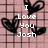 Pixelated pink background with black heart symbols and white text reading 'I Love You Josh', 'ALWAYS and FOREVER', and 'I Promise 2-03-03-03' in different sections