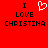 Red background with black text reading "I LOVE CHRISTINA" and a white pixelated heart symbol replacing the word "LOVE" in one instance.
